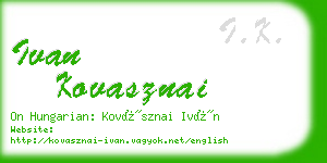 ivan kovasznai business card